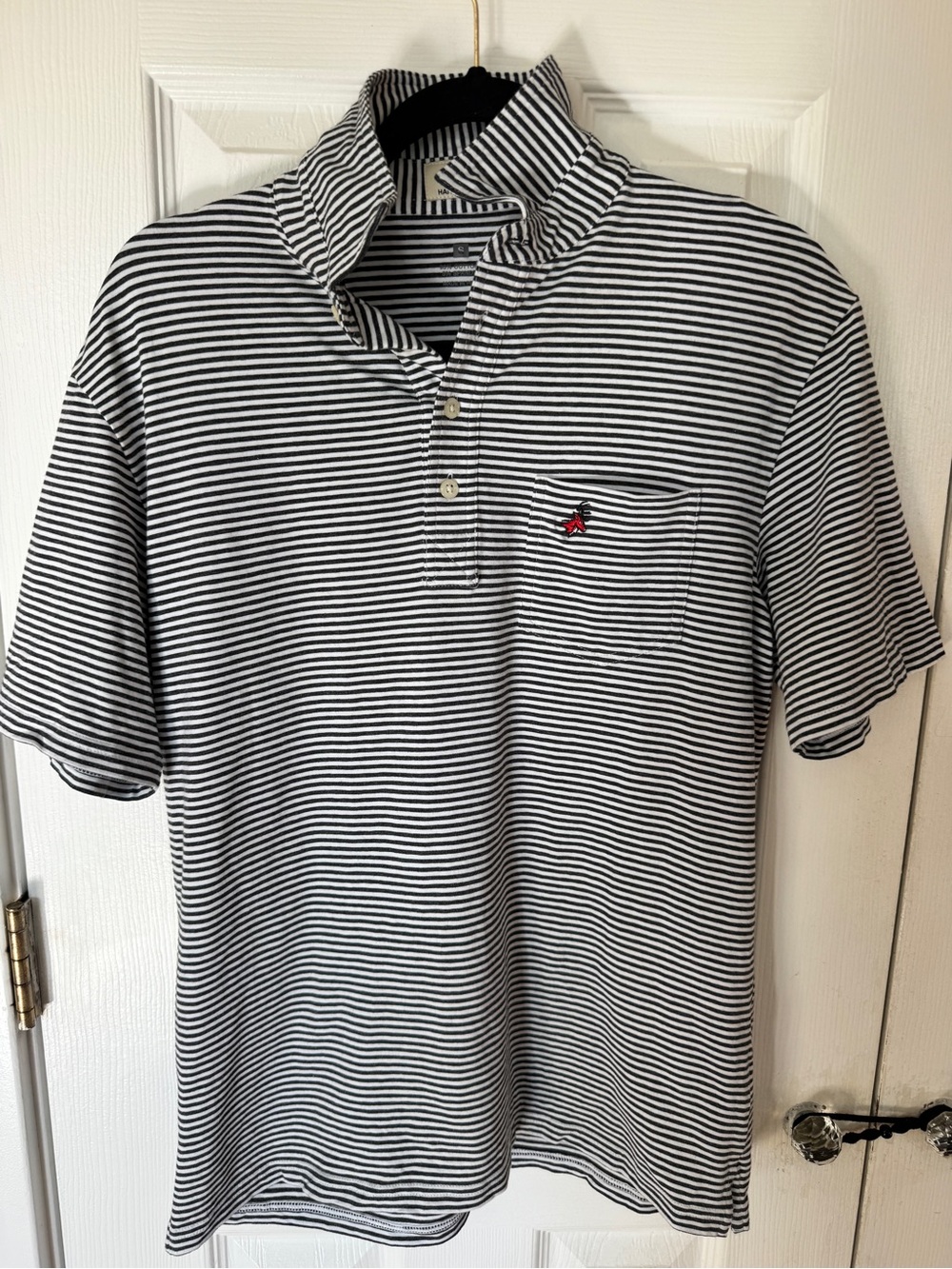 Johnnie-O Men’s Black & White Striped Polo Shirt size small